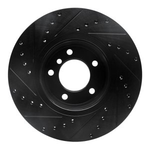 BMW 525i Brake Rotor (1) - Front Right - R1 Concepts - Drilled & Slotted - Black - `04-`10